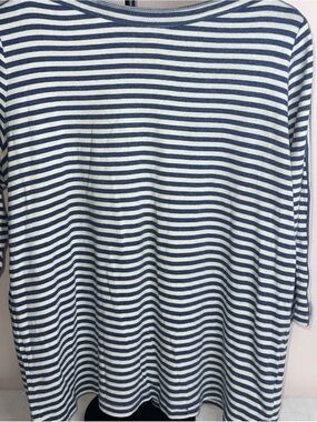 Chaps Navy and White Striped Top